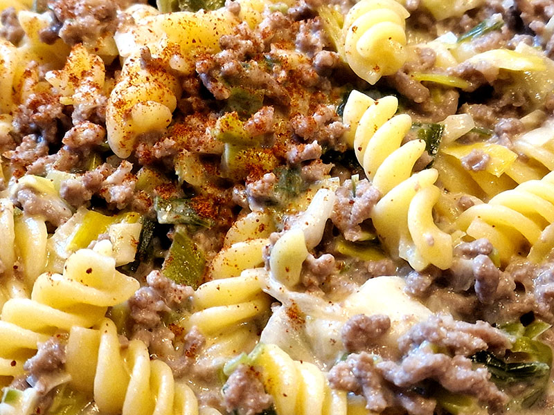 Käse-Lauch-Pasta